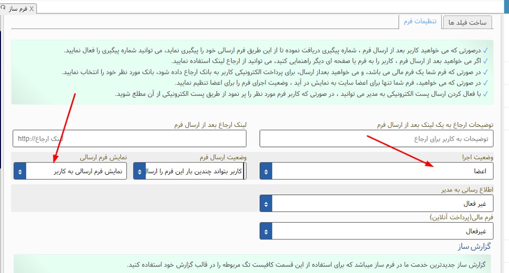 آموزش ایجاد فرم مالی برای اعضای شرکت